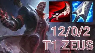 T1 Zeus Jayce Top VS Akali | KR Master Patch 13.12