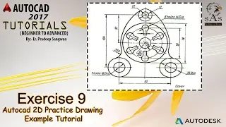 Autocad 2D Practice Drawing | Exercise 9 | Autocad Example Tutorial