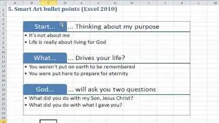 Excel Quick Tip: Smart Art bullet points in Excel (5 of 5)