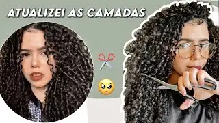 CORTEI MEU CABELO EM CASA ~ renovando as camadas do meu cabelo cacheado ✂️🥺