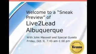 John Maxwell Albuquerque Live2Lead Event Sneak Peak Webinar Oct 9 2015