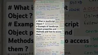 What is JavaScript Object? l Example of JavaScript Object properties and Methods &  How to access?