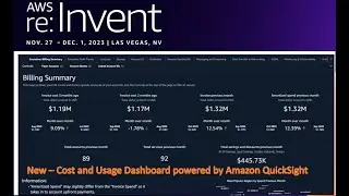 AWS re:Invent 2023 | New – Cost and Usage Dashboard powered by Amazon QuickSight | Detail Demo