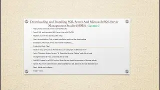 Downloading and Installing SQL Server And Microsoft SQL Server Management Studio SSMS   Lecture 7