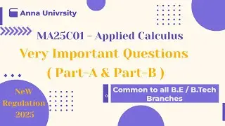 MA25C01 Applied Calculus Important Question Anna University R-2025 #tamil #maths #annauniversity
