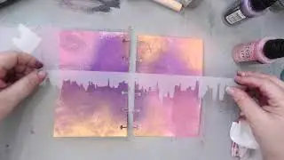 Art journal Process Video | Cityscape stencil and Travel Theme | Art Journaling 101