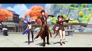 Genshin impact Zhongli and Hutao