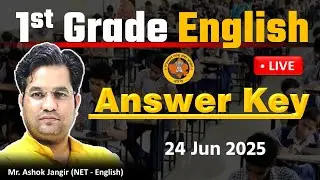 RPSC 1st Grade English Paper Answer Key 24 Jun 2025, First Grade English Answer Key, By Ashok Jangir