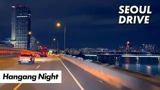 Lo-fi Jazz Hiphop Night Drive in Seoul 4K - #gangnam via #hangang River 서울 드라이브 서울여행 야경 압구정 강남