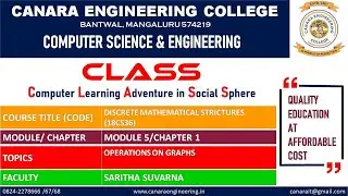 VTU DMS (18CS36) DISCRETE MATHEMATICAL STRUCTURES-OPERATIONS ON GRAPHS [GRAPH THEORY] (M5 L6)