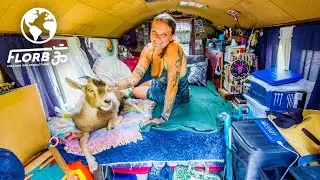 Solo Female Traveler Lives in Tiny Wagon w/ Goat