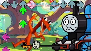 FNF NEW Rainbow Friends vs Thomas and Friends ALL PHASES Sings Bluey Can Can