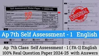 💯Ap 7th class English Self Assessment 1 model paper 2024-25|Ap 7th class fa1 English real paper 2024