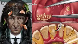 ASMR Extreme Tonsil Stone Treatment & Giant Tartar Removal Animation |  Blackhead & skin wart