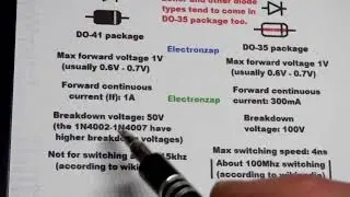 1N4001 and 1N4148 rectifier diode comparison and why I use both in my videos by electronzap