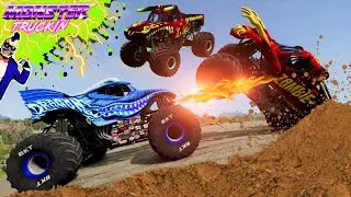Monster Jam INSANE Racing, Freestyle and Crashes #9 | BeamNG Drive | Steel Titans