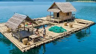 Man Builds Floating Bamboo Raft House for Family | Start to Finish by 