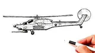 How to draw a Army Helicopter Mi-28 Night Hunter 