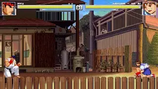 [True widescreen stage edit] Sakura VS Ryu (Sakura & Dan's backyard by 00megaturb00)