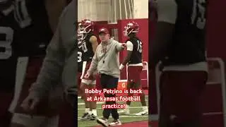 Arkansas OC Bobby Petrino at Razorbacks’ first spring practice