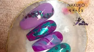 Acrylic Nail Design - The Glitter Fairy April 2020 VIP, Foils, Chrome and Glitter 😍❤️