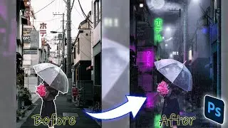 Rainy Night - Photoshop Manipulation-Make Water Drops - Turn Day Into Night(Non Text)