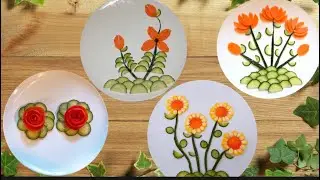 How to carve / Easy decoration ideas / cutting tricks / salad garnish / cucumber decoration