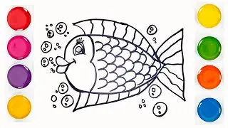 How to Draw and Color Colorful Fish | Drawing & Coloring for Toddlers | Easy drawing Step by step