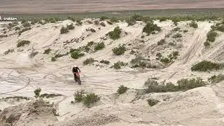 KTM XC300 jumps person