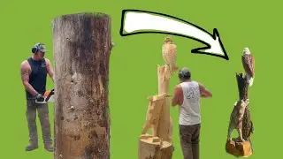 Woodworking Timelapse - Eagle and Wolf Carving
