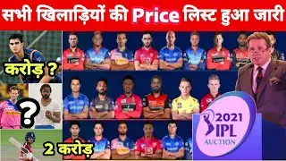 IPL 2021 All Players Name And Base Price List Announced For Auction | IPL 2021
