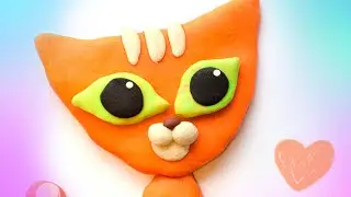 Лепка из пластилина. Как слепить кота. Рыжий маленький котик. Clay cat.