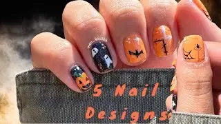 EASY HALLWEEN NAILART | 5 Halloween Nail Art Ideas | Gel Nails