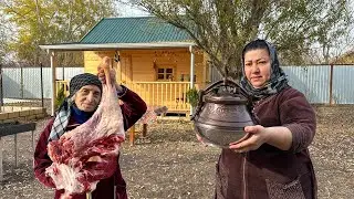 Village Life | Cooking Whole Goat Leg in an Afghan Cauldron