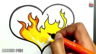 Flaming heart drawing easy || Burning heart drawing easy