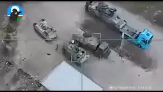 Кадры удара БПЛА «Ланцет» по вражескому БТР М-113 в районе Курахово