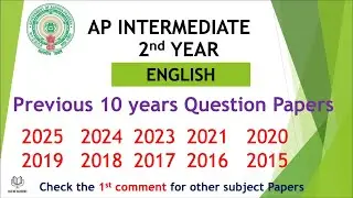 AP Inter 2nd Year English 2025 to 2015 - 10 years previous year Question Papers IPE Andhra Pradesh