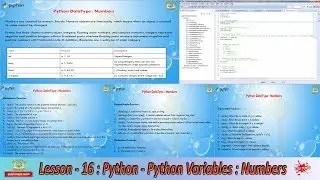 Lesson - 16 : Python3 - Python Variables : Numbers