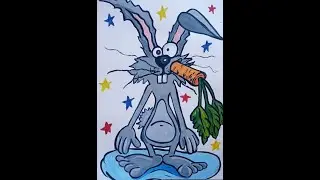 Рисуем зайчика  Часть 1. Рисуем с детьми. Сумасшедший кролик.