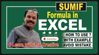 SUMIF in Excel - Step by Step in Hindi (Beginner to Advanced) #exceltricks #procreativeindia