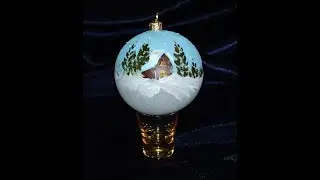 Мастер-класс. Рисуем деревенский дом на елочном шаре.