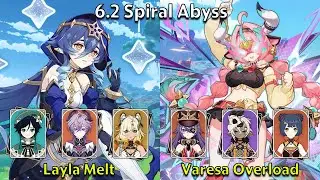 C6 Layla Melt & C0 Varesa Overload - Genshin Impact 6.2 Spiral Abyss Full Clear