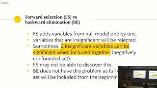 Advantage of backward elimination over forward selection in regression methods