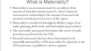 Principles of Auditing: Materiality - Professor Liburd