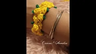 Mimosa bracelet or necklace, March 8th crochet, Women's Day crochet