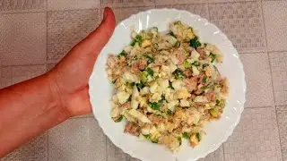 Нежный салат из печени трески /