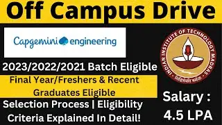 Capgemini Engineering, IIT Madras Recruitment 2023/2022/2021 | Salary : 4.5 LPA 🔥🔥