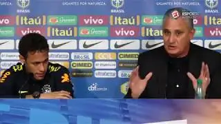 Neymar crying during his press conference with Brazil while Tite defends him!