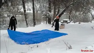 2024 'ün en güzel kar kampı. Winter hot tent camping with stove