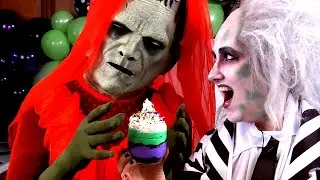 Beetlejuice-themed No Bake Oreo Cheesecake Cups - Halloween Special